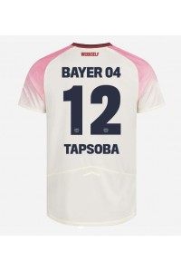 Bayer Leverkusen Edmond Tapsoba #12 Jalkapallovaatteet Vieraspaita 2025-26 Lyhythihainen